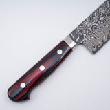 Yoshimi Kato SG2 Etched Black Damascus Santoku 175mm Western Handle