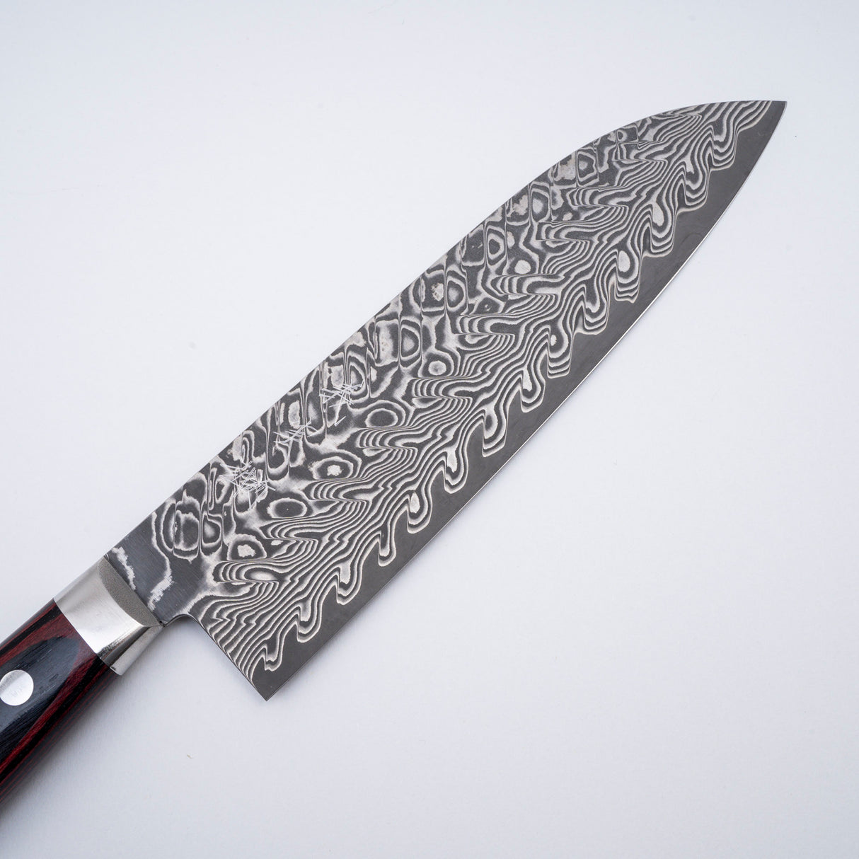 Yoshimi Kato SG2 Etched Black Damascus Santoku 175mm Western Handle