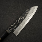 Hatsukokoro x Nigara Yorokobi Special SLD Kurouchi Damascus Santoku Ebony Handle with Mosaic Pin