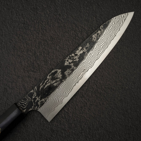 Hatsukokoro x Nigara Yorokobi Special SLD Kurouchi Damascus Gyuto 210mm Ebony Handle with Mosaic Pin