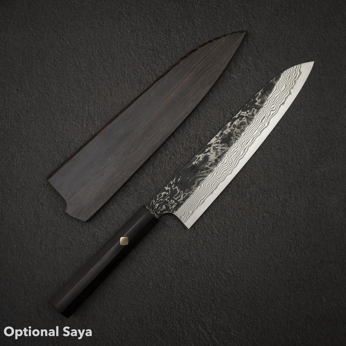 Hatsukokoro x Nigara Yorokobi Special SLD Kurouchi Damascus Gyuto 240mm Ebony Handle with Mosaic Pin