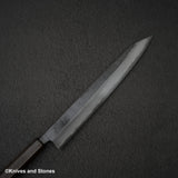 Hatsukokoro Kumokage Blue 2 Kurouchi Damascus K-tip Sujihiki 255mm Black Chacate Handle