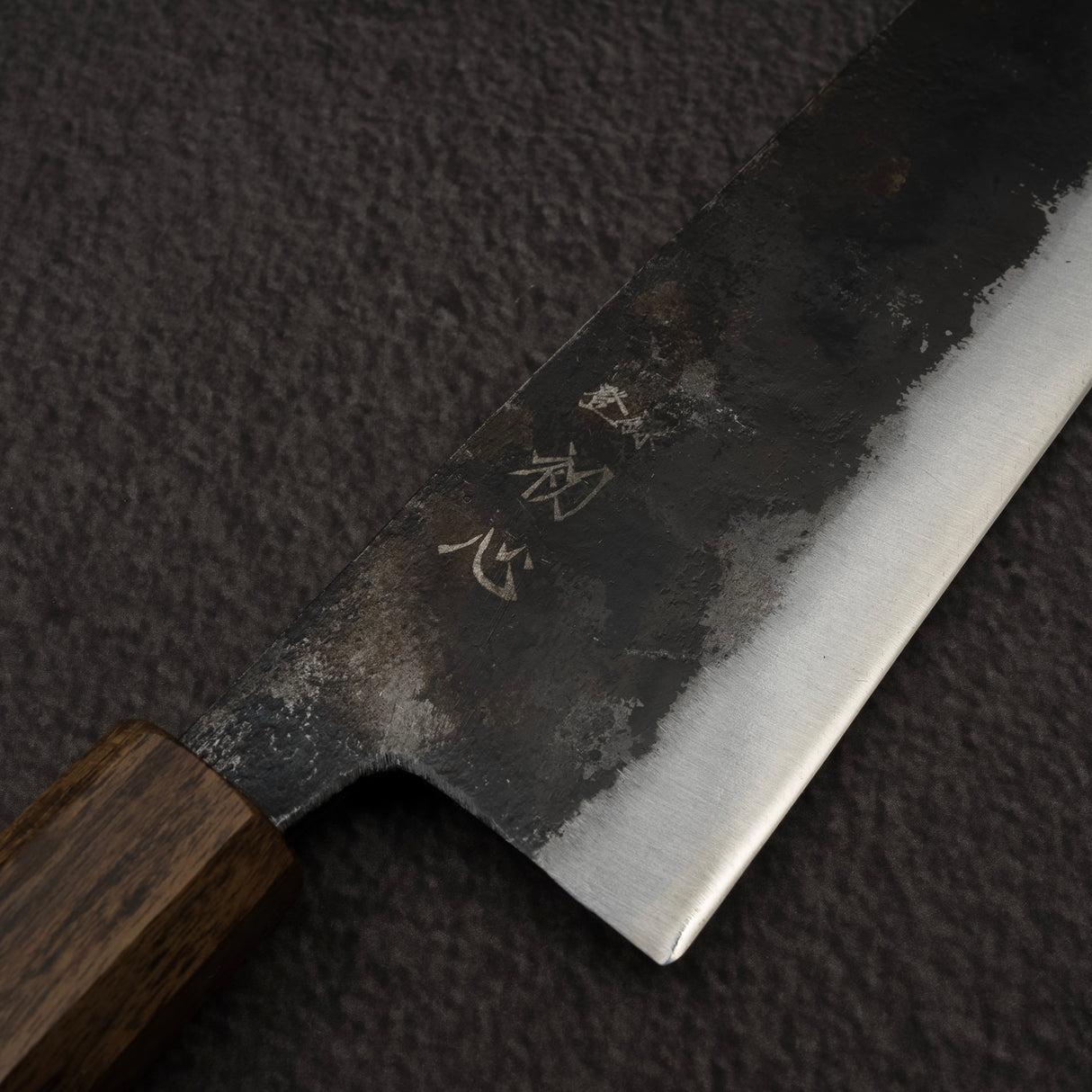 Hatsukokoro Kurogane Blue 2 Kurouchi K-tip Gyuto 210mm Black Chacate