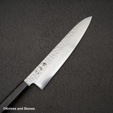 Hatsukokoro Hayabusa VG10 Damascus Tsuchime Gyuto 210mm Ebony Handle