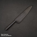 Hatsukokoro Hayabusa VG10 Damascus Tsuchime Gyuto 210mm Ebony Handle