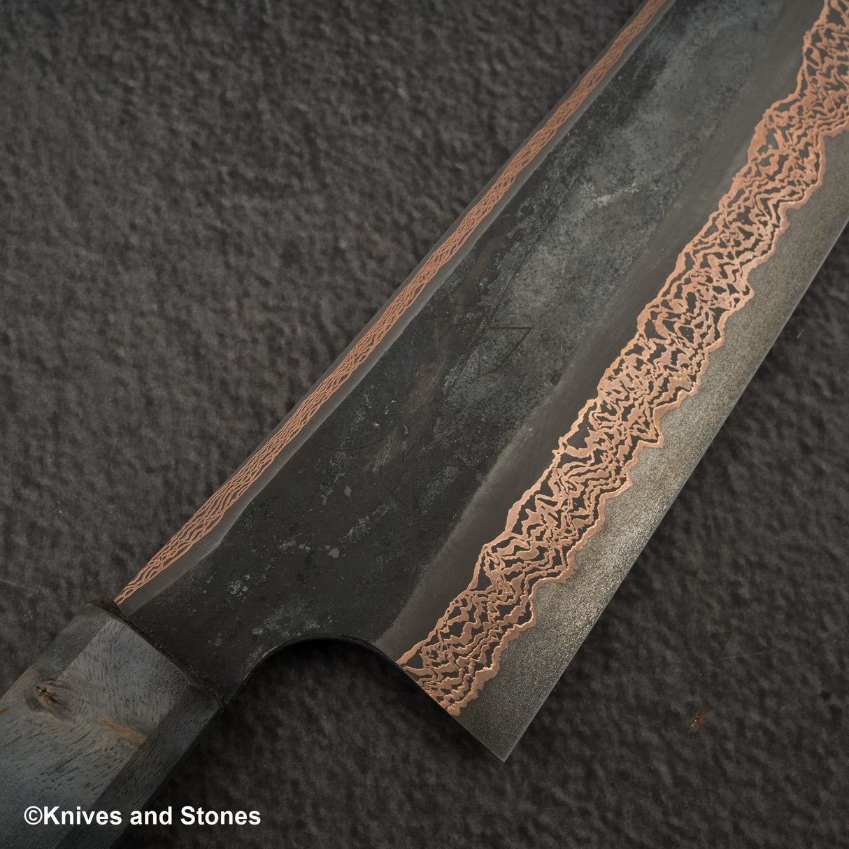 Hatsukokoro x Nigara Yorokobi SLD Copper Damascus Bunka 180mm Birch Handle