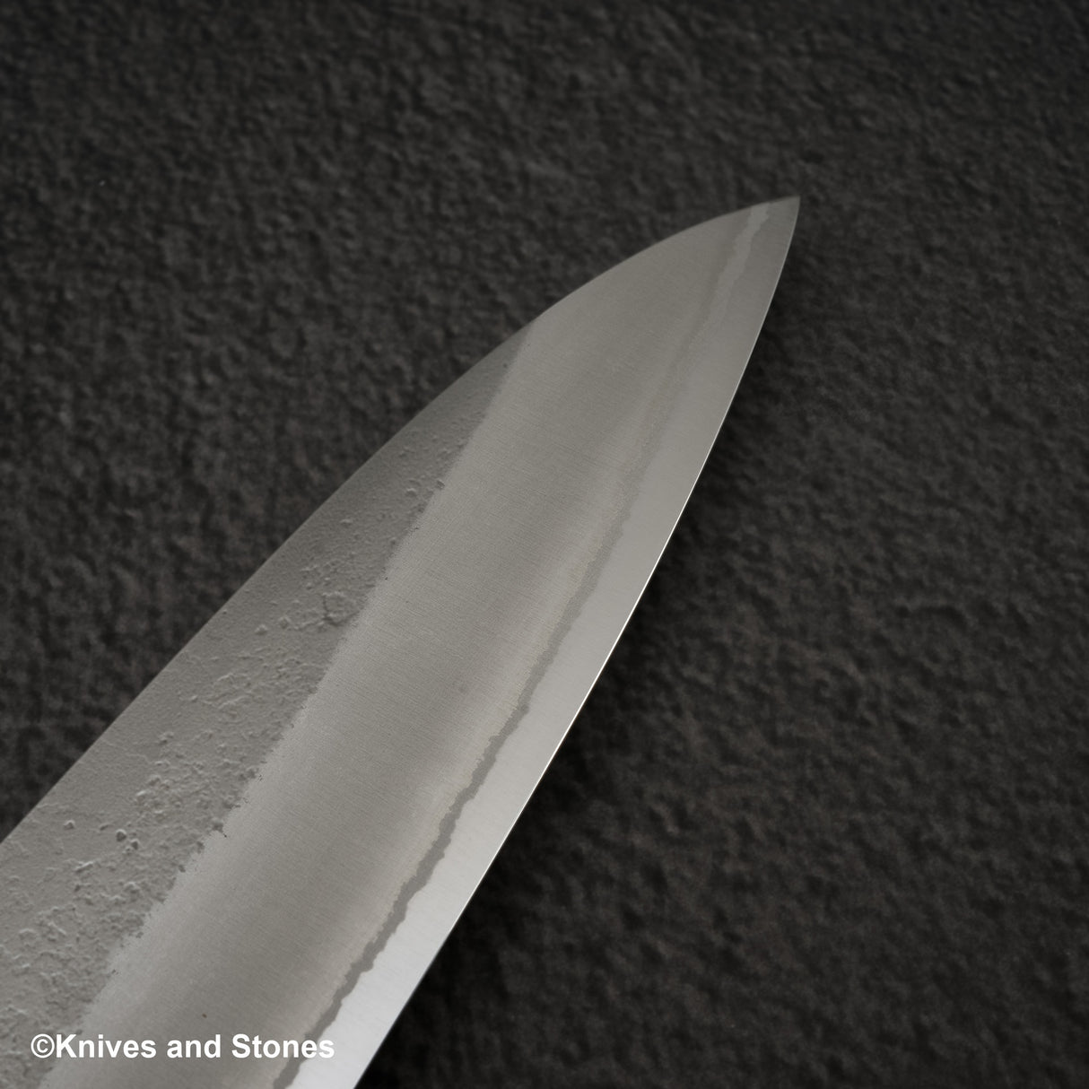 Hatsukokoro x Yoshikane White 2 Nashiji Gyuto 210mm Stainless Clad Ebony Handle