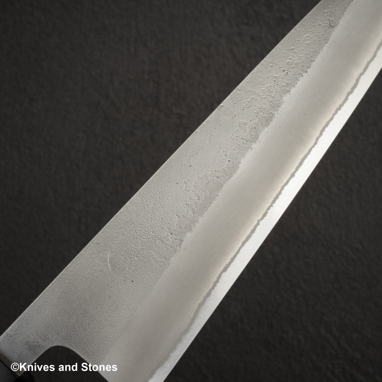 Hatsukokoro x Yoshikane White 2 Nashiji Gyuto 210mm Stainless Clad Ebony Handle