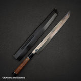 Yoshikazu Ikeda Blue 1 Mizu-Honyaki Sakimaru Takobiki 330mm Magnetic Ebony Saya