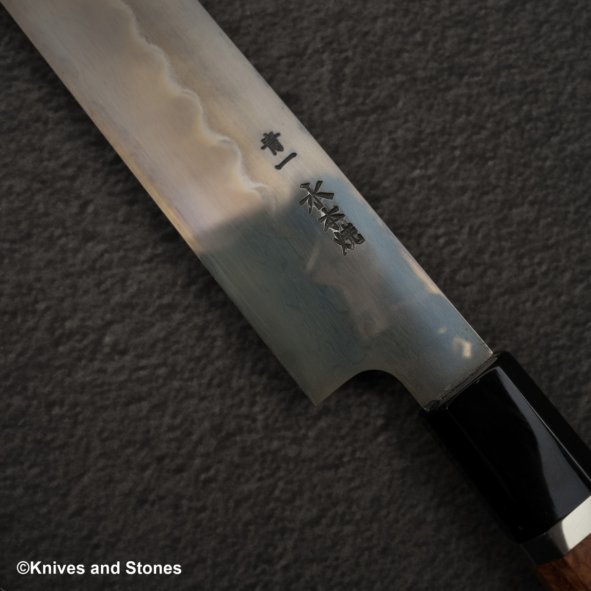 Yoshikazu Ikeda Blue 1 Mizu-Honyaki Sakimaru Takobiki 330mm Magnetic Ebony Saya