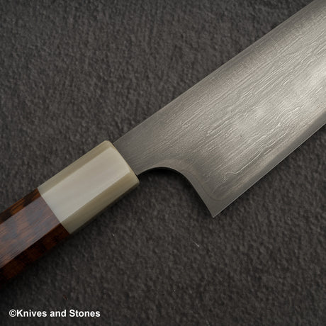 Nigara White 1 Mizu-Honyaki 240mm Samuri Sword Hamon Gyuto Snakewood Handle