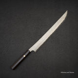 Nigara Anmon Kurozome Blue 2 Damascus Sakimaru Takobiki Yanagiba 330mm