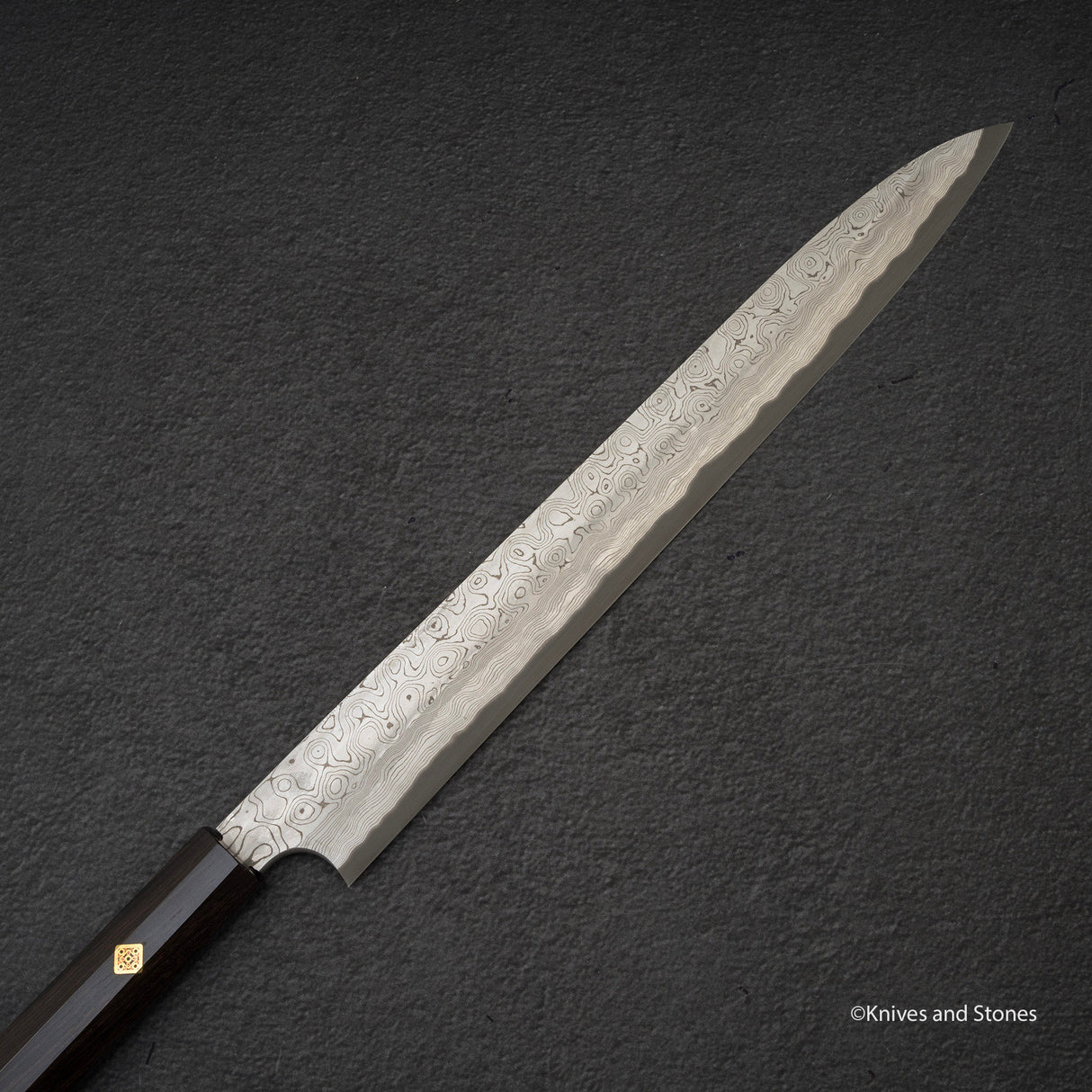 Nigara Anmon Kurozome Blue 2 Damascus Yanagiba 330mm