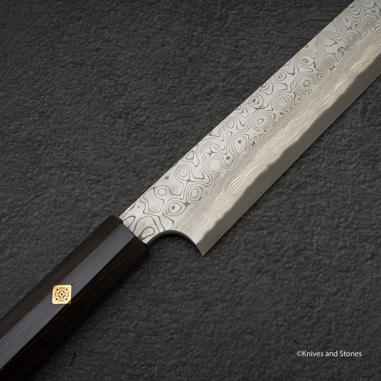 Nigara Anmon Kurozome Blue 2 Damascus Yanagiba 330mm