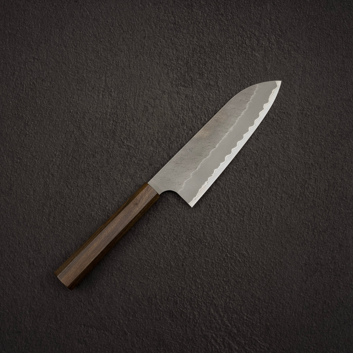 Nigara Aogami (Blue) Super Matt Kurouchi Tsuchime Finished Santoku 180mm Black Chacate