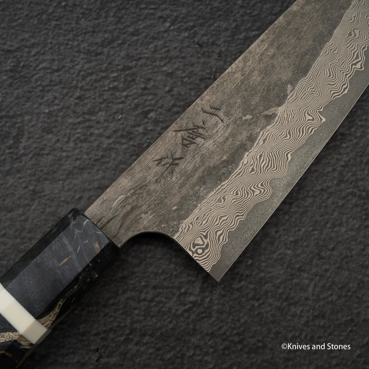 Nigara Ginsan Kurozome Damascus Santoku 170mm