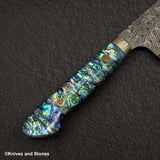 Nigara Anmon (暗紋) SG2 Raindrop Damascus Bunka 180mm Mother-of-Pearl Inlay Handle