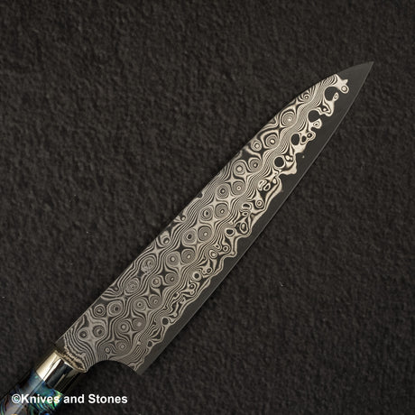 Nigara Anmon (暗紋) SG2 Raindrop Damascus Petty 150mm Mother-of-Pearl Inlay Handle