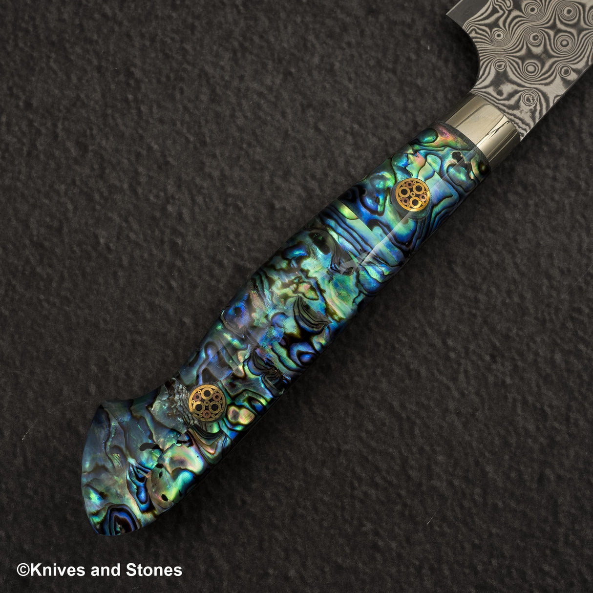 Nigara Anmon (暗紋) SG2 Raindrop Damascus Petty 150mm Mother-of-Pearl Inlay Handle