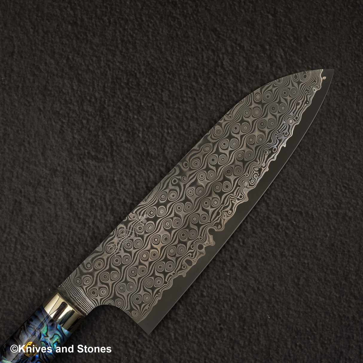 Nigara Anmon (暗紋) SG2 Raindrop Damascus Santoku 180mm Mother-of-Pearl Inlay Handle