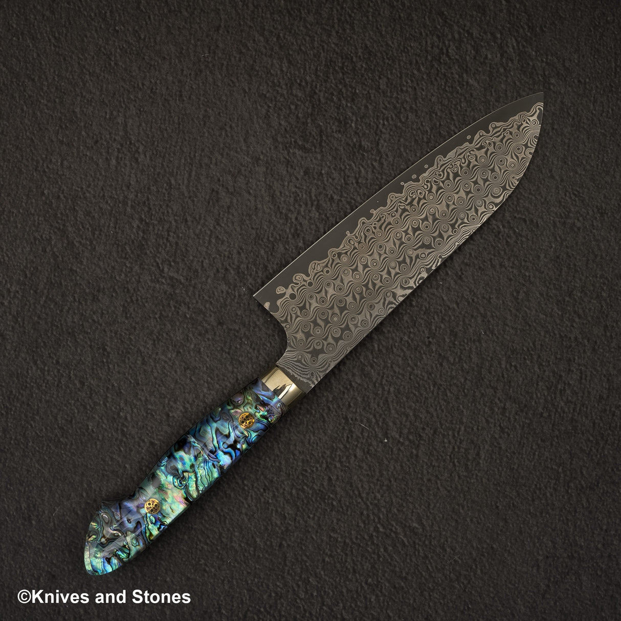 Nigara Anmon (暗紋) SG2 Raindrop Damascus Santoku 180mm Mother-of-Pearl Inlay Handle