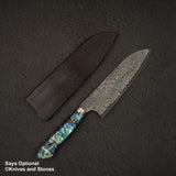 Nigara Anmon (暗紋) SG2 Raindrop Damascus Santoku 180mm Mother-of-Pearl Inlay Handle