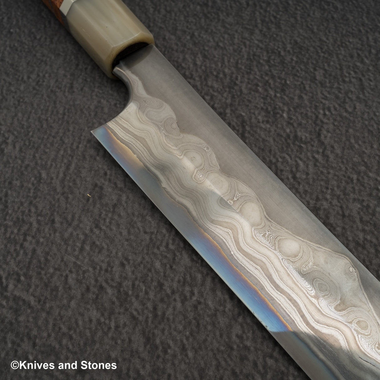 Nigara "Onikoroshi" Troll Killer Blue 2 Damascus Sakimaru Takobiki 300mm Amboyna Handle