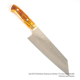 Saji VG10 Rainbow Damascus Bunka 175 mm Ox Bone Handle