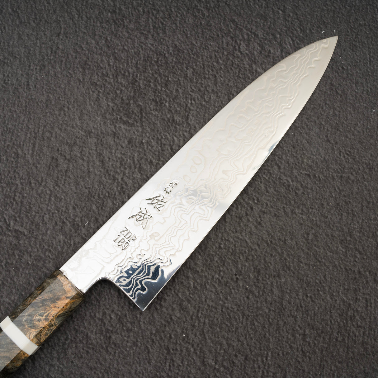 Sukenari ZDP-189 Damascus Gyuto 210mm Birch Burl Handle