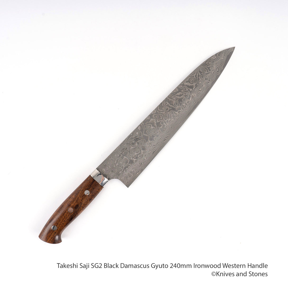 Takeshi Saji SG2 Black Damascus Gyuto 240mm Ironwood Western Handle