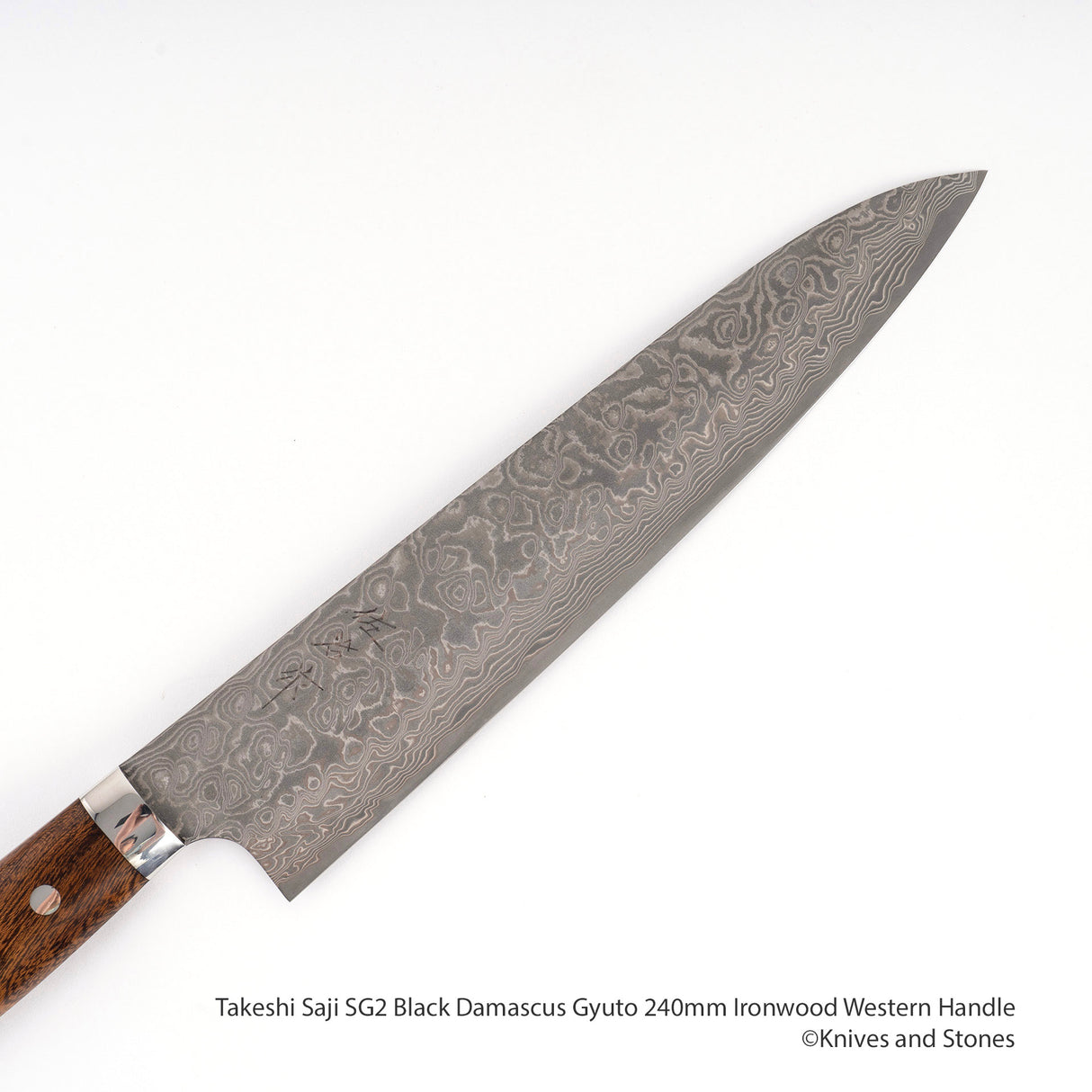 Takeshi Saji SG2 Black Damascus Gyuto 240mm Ironwood Western Handle