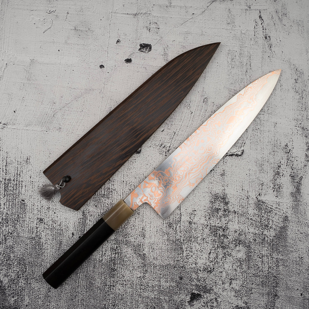 Hatsukokoro Yorokobi SLD Copper Damascus Gyuto 255mm B Grade SP1 with Saya