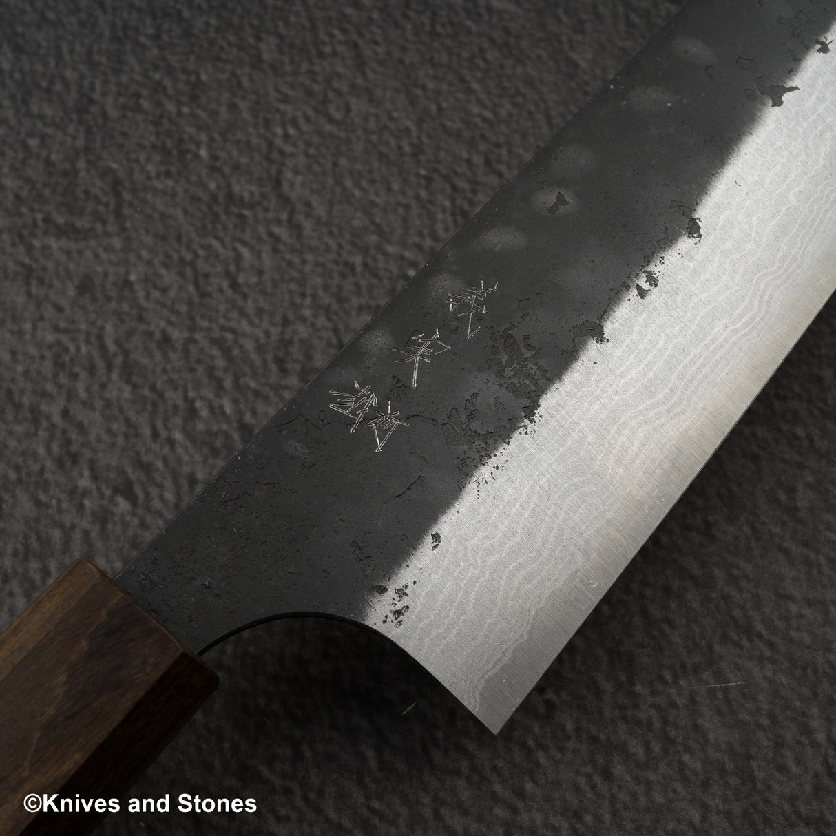 Yoshimi Kato Kintaro Aogami Super Damascus KU Nashiji Bunka 180mm